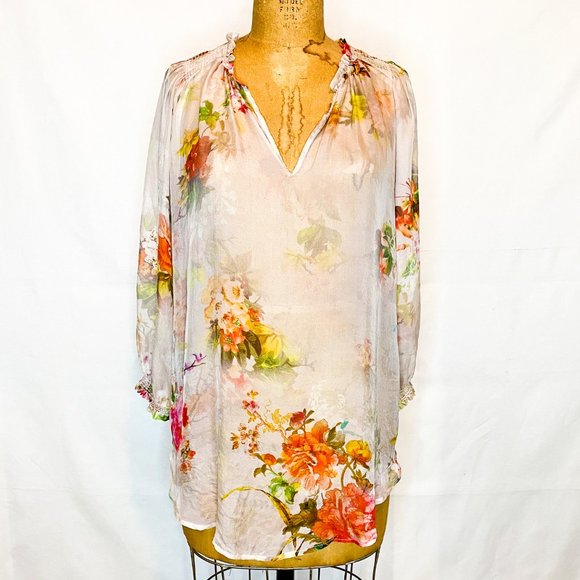 Graham & Spencer Silk Blouse in Blush Floral - Picture 2 of 7